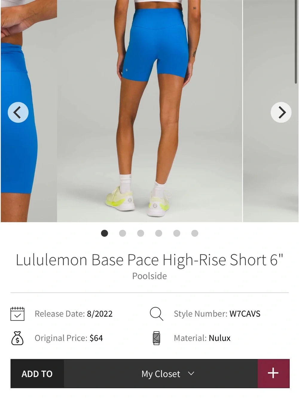 Lululemon Base Pace High-Rise Short 6